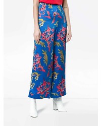 Pantalon large à fleurs bleu Etro
