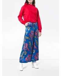 Pantalon large à fleurs bleu Etro