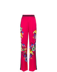 Pantalon large à fleurs fuchsia