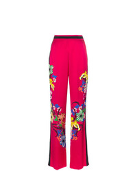 Pantalon large à fleurs fuchsia Etro