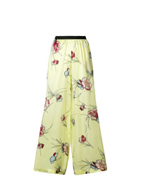 Pantalon large à fleurs jaune Antonio Marras