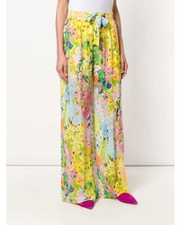 Pantalon large à fleurs jaune Boutique Moschino