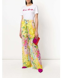 Pantalon large à fleurs jaune Boutique Moschino