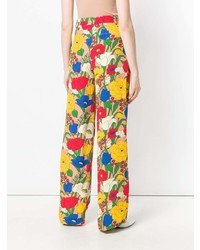 Pantalon large à fleurs jaune Vivetta