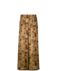 Pantalon large à fleurs marron clair Uma Wang