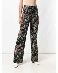 Pantalon large à fleurs noir Pt01
