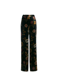 Pantalon large à fleurs noir Etro