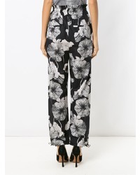 Pantalon large à fleurs noir Sissa