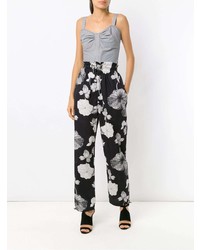 Pantalon large à fleurs noir Sissa