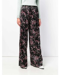 Pantalon large à fleurs noir Wandering