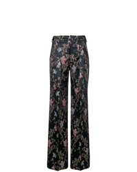 Pantalon large à fleurs noir Pt01