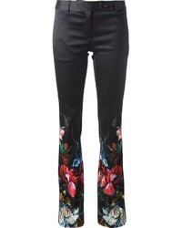 Pantalon large à fleurs noir Roberto Cavalli