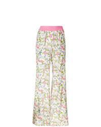 Pantalon large à fleurs rose