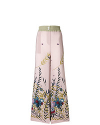 Pantalon large à fleurs rose Erika Cavallini