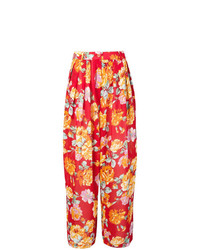 Pantalon large à fleurs rouge Kenzo Vintage