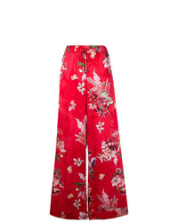 Pantalon large à fleurs rouge Twin-Set