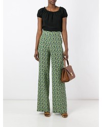 Pantalon large à fleurs vert Etro