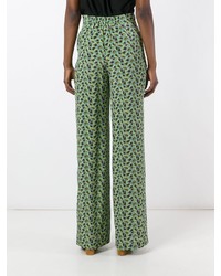 Pantalon large à fleurs vert Etro
