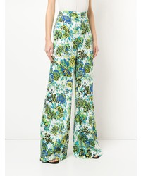 Pantalon large à fleurs vert MSGM