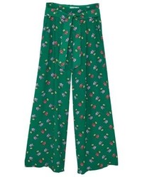 Pantalon large à fleurs vert Mango