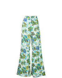 Pantalon large à fleurs vert MSGM