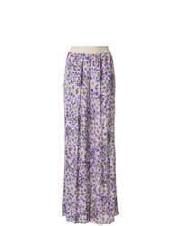 Pantalon large à fleurs violet clair