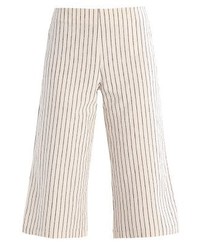 Pantalon large à rayures verticales beige Vila