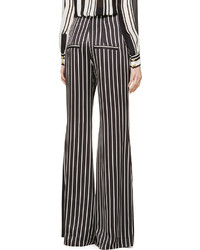 Pantalon large à rayures verticales blanc et noir Balmain