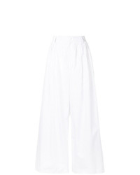 Pantalon large à rayures verticales blanc et noir MM6 MAISON MARGIELA