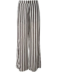 Pantalon large à rayures verticales blanc et noir