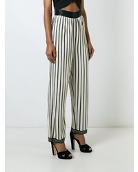 Pantalon large à rayures verticales blanc et noir Jean Paul Gaultier Vintage