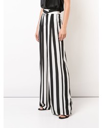 Pantalon large à rayures verticales blanc et noir Michelle Mason