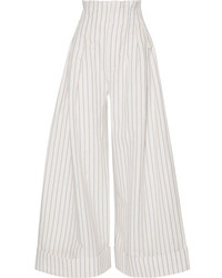 Pantalon large à rayures verticales blanc Jacquemus
