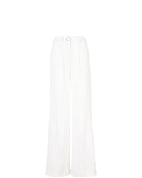Pantalon large à rayures verticales blanc Mugler