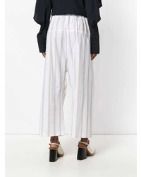 Pantalon large à rayures verticales blanc Marni