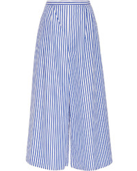 Pantalon large à rayures verticales bleu clair