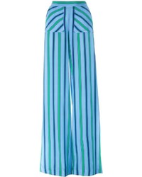 Pantalon large à rayures verticales bleu clair MSGM