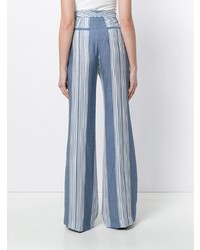 Pantalon large à rayures verticales bleu clair Victoria Victoria Beckham