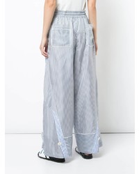 Pantalon large à rayures verticales bleu clair Sacai