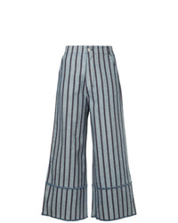 Pantalon large à rayures verticales bleu clair Vale