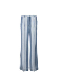 Pantalon large à rayures verticales bleu clair Victoria Victoria Beckham