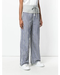 Pantalon large à rayures verticales bleu marine et blanc T by Alexander Wang