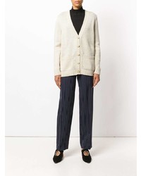 Pantalon large à rayures verticales bleu marine et blanc Lanvin