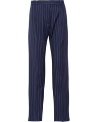 Pantalon large à rayures verticales bleu marine J.W.Anderson