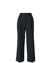 Pantalon large à rayures verticales bleu marine John Galliano Vintage