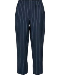 Pantalon large à rayures verticales bleu marine