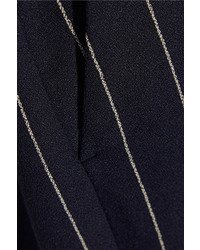 Pantalon large à rayures verticales bleu marine Agnona