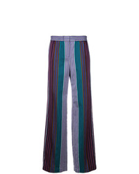 Pantalon large à rayures verticales bleu marine Ps By Paul Smith