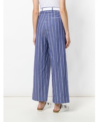 Pantalon large à rayures verticales bleu Hache