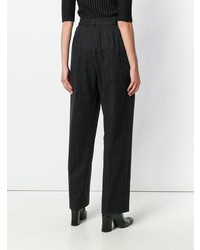 Pantalon large à rayures verticales gris foncé Yves Saint Laurent Vintage